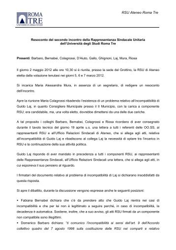 RSU Ateneo Roma Tre - Università degli Studi Roma Tre