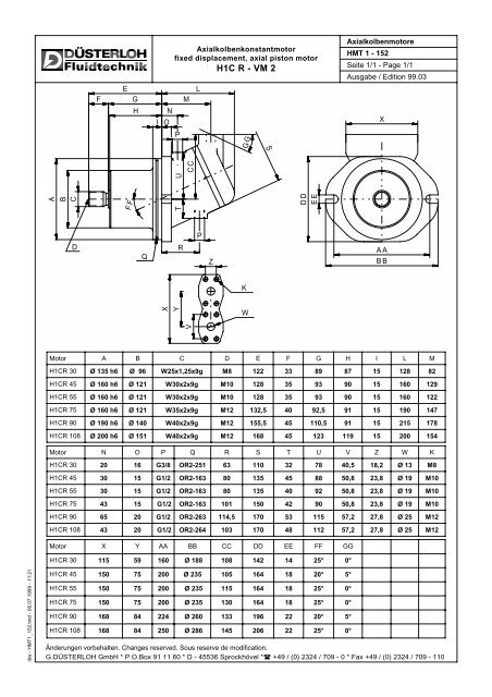 Axialkolbenmotore H 1 C H 2 V