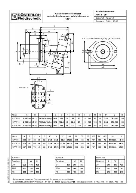 Axialkolbenmotore H 1 C H 2 V