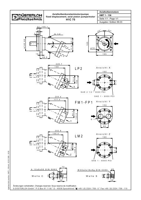 Axialkolbenmotore H 1 C H 2 V