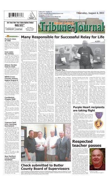 Respected teacher passes - Butler County Tribune-Journal