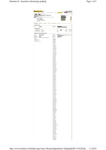 Page 1 of 5 Bonitete.Si - bonitetne informacije podjetij 1.2.2010 http ...