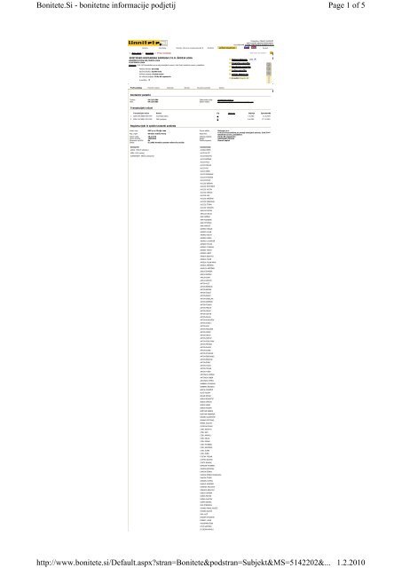 Page 1 of 5 Bonitete.Si - bonitetne informacije podjetij 1.2.2010 http ...