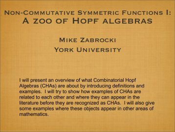 A zoo of Hopf algebras - York University