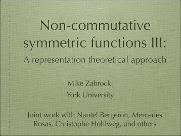 A representation theoretical approach - York University