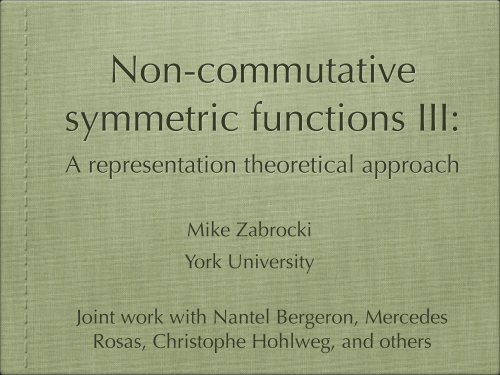 A representation theoretical approach - York University