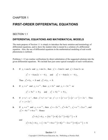 solutions to problems in chapter one - Mathematics