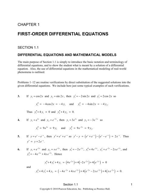 solutions to problems in chapter one - Mathematics