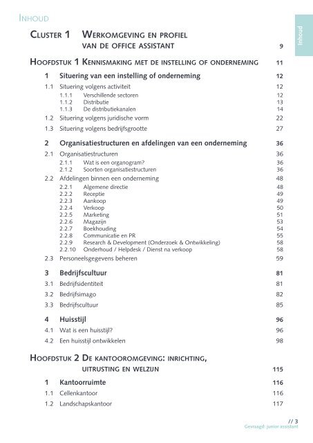CLUSTER 1 WERKOMGEVING EN PROFIEL VAN DE OFFICE ...