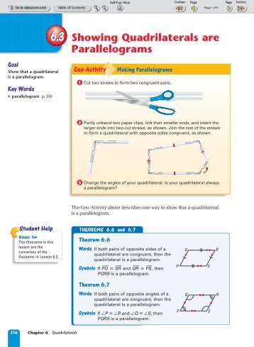 6.3 Showing Quadrilaterals are Parallelograms