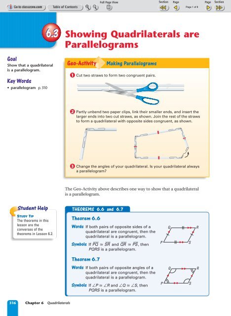 6 3 Showing Quadrilaterals Are Parallelograms
