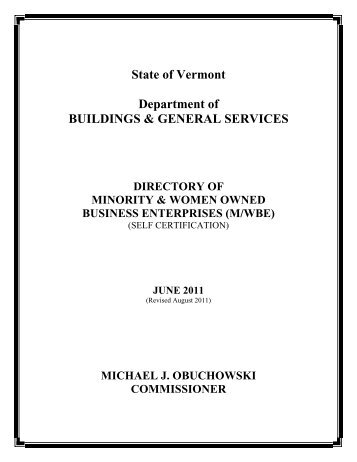 State of Vermont Department of BUILDINGS & GENERAL SERVICES