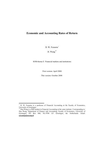 Economic and Accounting Rates of Return - CiteSeerX