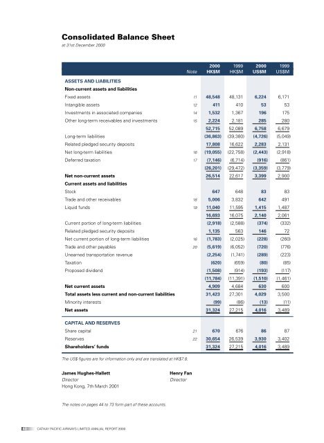 Annual Report 2000 - Cathay Pacific