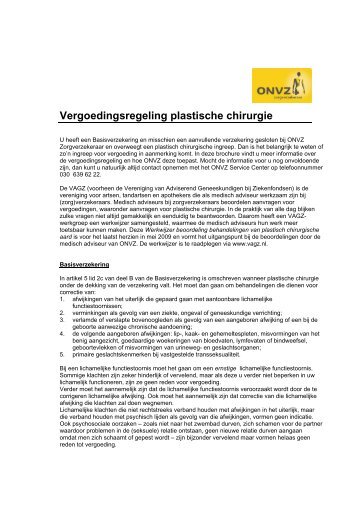 Vergoedingsregeling plastische chirurgie - Onvz