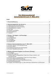 Sixt Aktiengesellschaft Zwischenbericht zum 31. März 2012 - Sixt AG