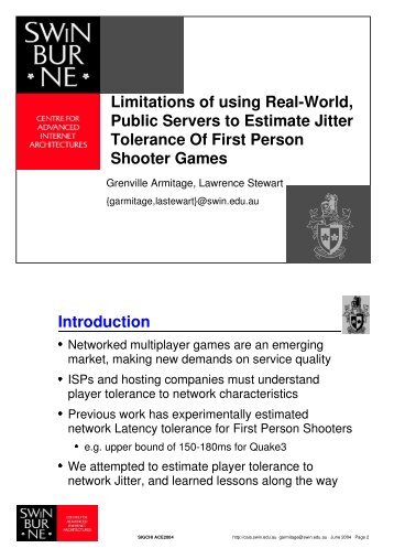 Jitter Tolerance in First Person Shooter Games - CAIA
