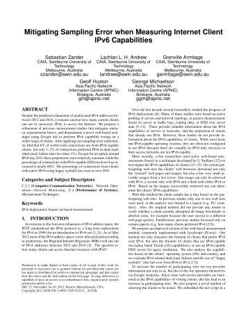 Mitigating Sampling Error when Measuring Internet Client IPv6 ...