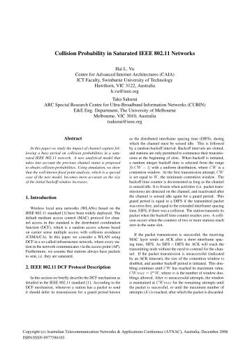 Collision Probability in Saturated IEEE 802.11 Networks - CAIA ...