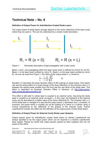 R = R - Sacher Lasertechnik Group