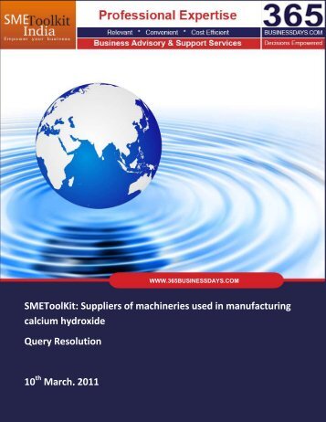 SMEToolKit: Suppliers of machineries used in ... - SME Toolkit India