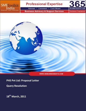PHS Pvt Ltd: Proposal Letter Query Resolution ... - SME Toolkit India
