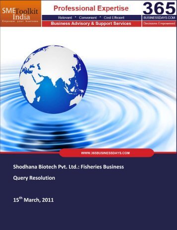 Shodhana Biotech Pvt. Ltd.: Fisheries Business ... - SME Toolkit India