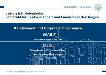 g - Lehrstuhl für Bankwirtschaft - Universität Hohenheim