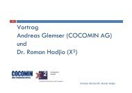 Vortrag Andreas Glemser (COCOMIN AG) und Dr. Roman Hadjio (X²)