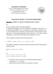 Exercises for tutorial 1 in Financial Intermediation - Lehrstuhl für ...