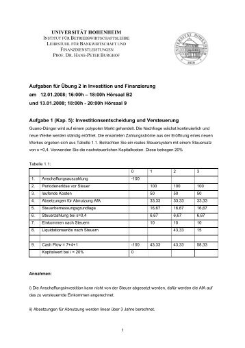 16:00h – 18:00h Hörsaal B2 un - Lehrstuhl für Bankwirtschaft ...