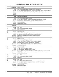 Family Group Sheet for Patrick Duffy Sr.