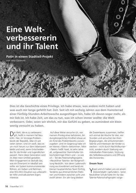 Eine Welt- verbessererin und ihr Talent - Neukoellner Talente