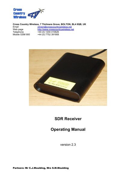 SDR Receiver Operating Manual - Cross Country Wireless