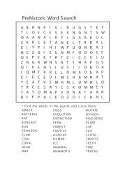 Prehistoric Word Search - Amper