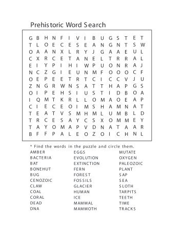 Prehistoric Word Search - Amper