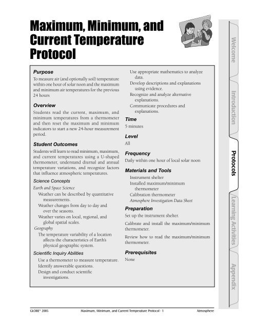 Maximum, Minimum, and Current Temperature Protocol - GLOBE