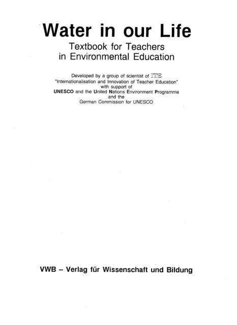 Water in our life: textbook for teachers in ... - unesdoc - Unesco