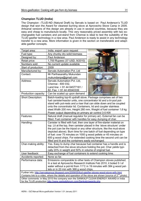 Micro-gasification: Cooking with gas from biomass - Amper