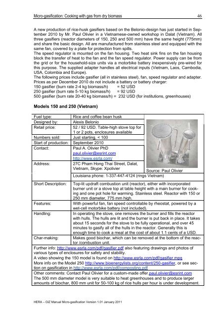 Micro-gasification: Cooking with gas from biomass - Amper