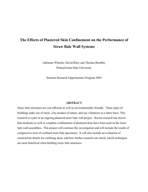 the effects of plaster skin confinement on the performance of straw ...