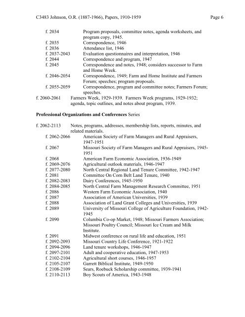 Johnson, OR (1887-1966), Papers, 1910-1959 - The State Historical ...