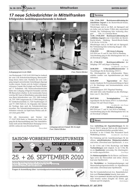 Juni/Juli 2010 - Bayerischer Basketball Verband - Bezirk Mittelfranken