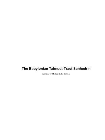 The Babylonian Talmud: Tract Sanhedrin