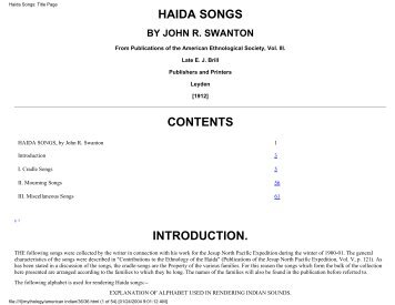 Haida Songs: Title Page