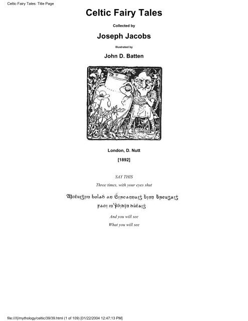 Celtic Fairy Tales: Title Page