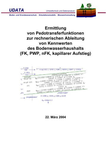 Pedotransferfunktion zur Ableitung von Kennwerten des ...