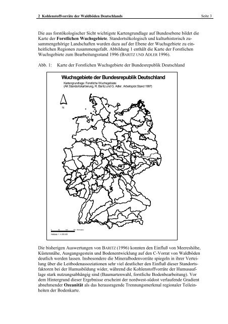 Kohlenstoffvorräte der Waldböden Deutschlands