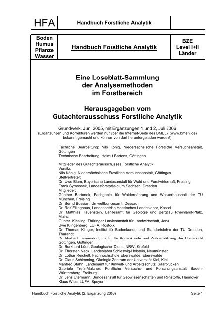 Handbuch für Forstliche Analytik - Institut für Waldökologie und