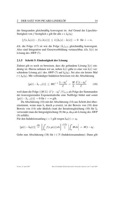 Differentialgleichungen I: Existenz und Eindeutigkeit - JavaPsi